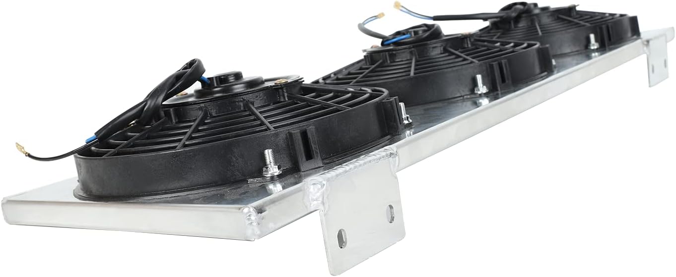 Performance 12V 80W Three 9" 9inch Electric Radiator Fans + Aluminum Diversion Hood Compatible for Jeep Cherokee XJ 1991-2001