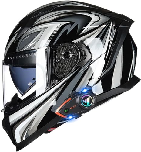 Casque intégral modulable Bluetooth double visière antibuée pour adulte XXL
