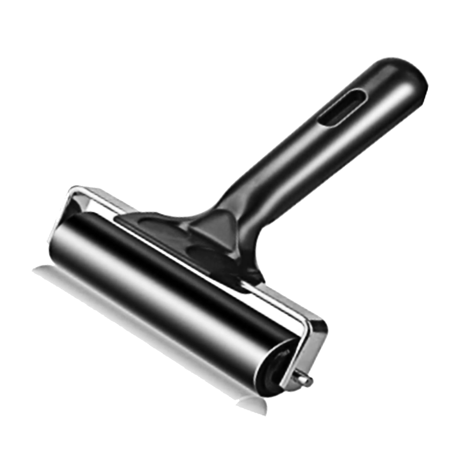 4 Inch Professional Rubber Roller with Comfort Grip Handle - Stainless Steel Core Printmaking Tool for Art Printing, Craft Creation, Gluing, Floor Installation & Marine Applications