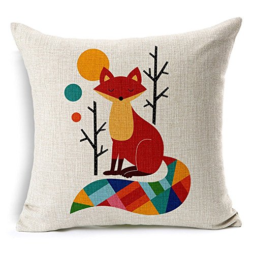 LYN? Cotton Linen Square Throw Pillow Case Decorative Cushion Cover Pillowcase for Sofa Color Fox 18
