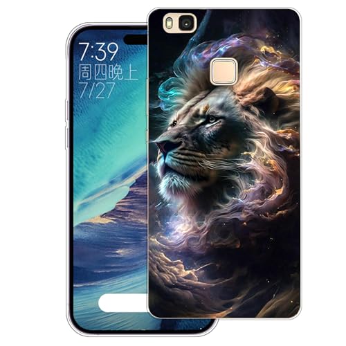 WUACYEAMING Cover per Huawei P9 lite,Cover Case in Silicone Trasparente Ultra Sottile e Leggera, Anti Ingiallimento Custodia con Antiurto, Anti-Graffio e Retro TPU-(leone)