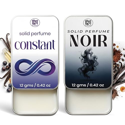 Image of Dr.Mashur Solid Perfume |Constant&Noir Alcohol Free Wax Perfume Balm, Long Lasting | Pocket Tin 12g, Pack Of 2| Non Greasy Smooth Glide, Travel Friendly Men And Women