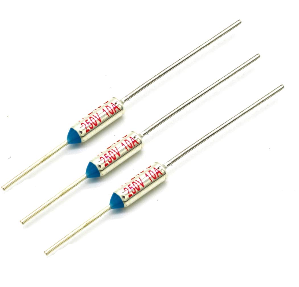 Royal Apex 3 Pcs Temperature Control Circuit Cut Off Thermal Fuse, 10A, 15A High Quality Metal Cutoffs for Irons, Hair Dryers, Heaters, Refrigerators etc (10A, 140 Degree Celsius)