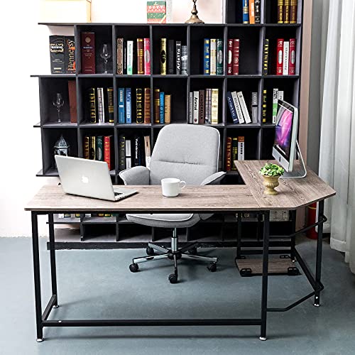 Flamingocasa Office Chair Ergonomic Comfy Computer Chairs With Adjustable Height, Mid Back Modern Swivel Desk Chair With Lumbar Support For Home Office, Grey #TOP4