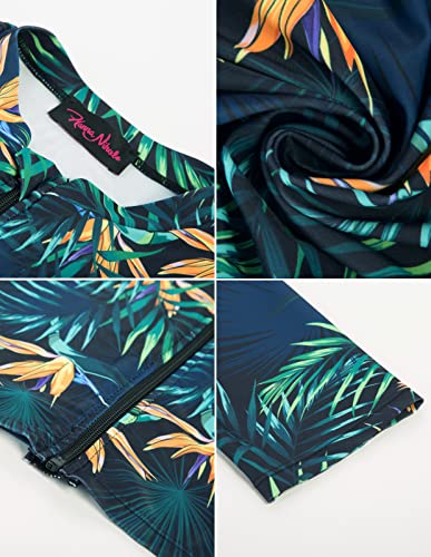 Hanna Nikole Floral Printed Woman Tankini Blue Bathing Suits With Boy Shorts 24W Plus Diving Rash Guard #TOP5