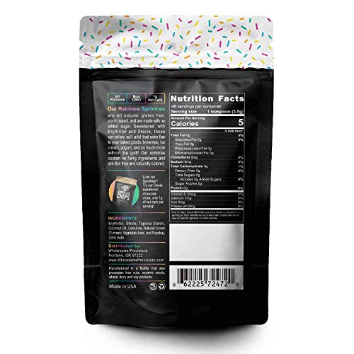 Keto Sprinkles, 6 oz. Larger Value Size, Dye Free, Non-GMO, Plant-Based, Vegan, Gluten Free, All Natural, No Artificial Coloring, Sugar Free Sprinkles, 1g Net Carb (Rainbow, Single Package) - Thumbnail 3