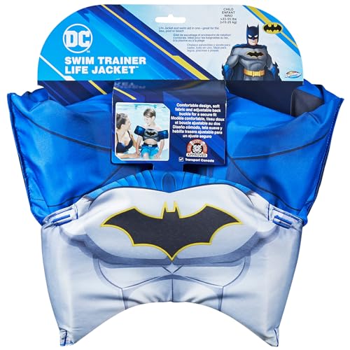 Image of SwimWays DC Batman Swim Trainer Vest with Arm Floaties for Kids 33-55 lbs