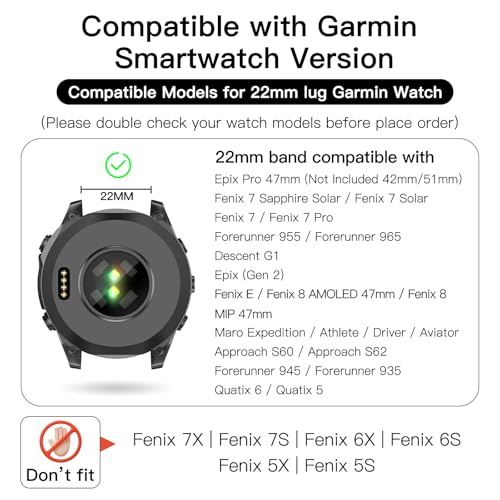 Image of OVERSTEP Compatible with Fenix 8 47mm Watch Bands, 22mm Soft Siliocne Strap for Garmin Fenix 5 /Fenix 5 Plus /Fenix 6 /Fenix 6 Pro /Fenix 7 Smartwatch