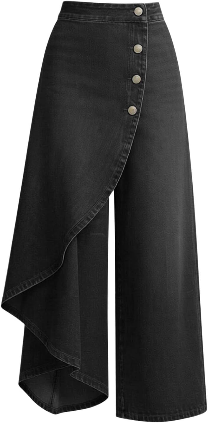 Womens Wide Leg Jeans High Waisted Denim Pant 2026 Trendy Causal Stretchy Jeans Relaxed Fit Long Trousers with Side Stripes
