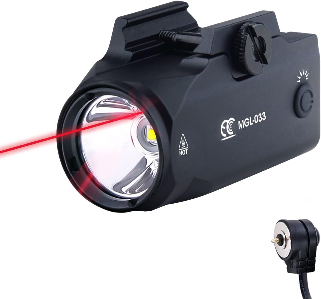 MCCC Compact Tactical Flashlight Red Laser Light Combo