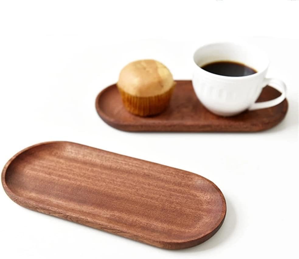 6 Pack Solid Wood Serving Platters and Trays of Natural Wood with Edge,Rectangular Avoid Sliding and Spilling Food (Walnut Trays x 6Pack) - Image 4