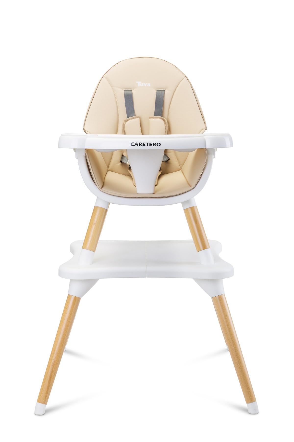 CARETERO Tuva Chaise Haute Bébé - Design Scandinave - Chaise Repas Bébé de 6 Mois à 3 ans - Charge Maximale 15 kg - 2en1 Chaise Haute ou Chaise + Table - Plateau Réglable - Beige