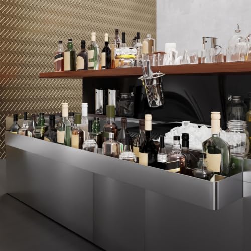Image of AmGood 72 in. Abreast Double-Tier Stainless Steel Speed Rail Rack - Liquor Bottle Organizer for Bars, Restaurants, Nightclubs, and Home Bars