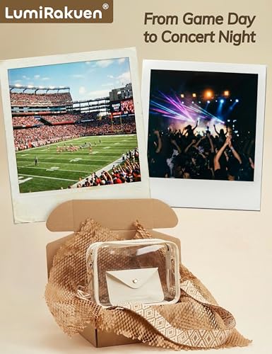 Image of Clear Crossbody Purse Stadium Approved, 3-in-1 Small Bag with Guitar Strap & Pouch, Fits 12x6x12 Policy Concerts