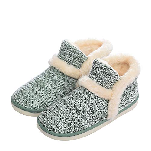 Rojeam Women's Knitted Slippers Memory Foam Cozy Fleece Lined Bootie Unisex House Shoes Indoor Outdoor