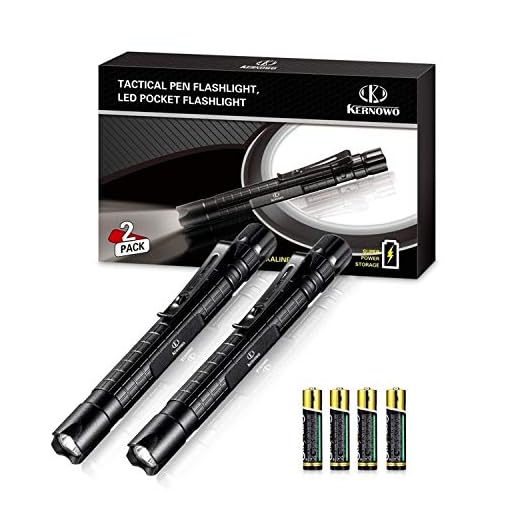 Flashlight Led Pen Pocket Light - [2 PACK] K KERNOWO Small EDC Tactical Penlight Waterproof with Clip Super Bright 240 High Lumens IPX6 for Camping, Automotive, Inspection (2AAA Batteries Included)