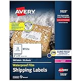 Avery Weatherproof Laser Shipping Labels, 2' x 4', 500/Pack (5523), White