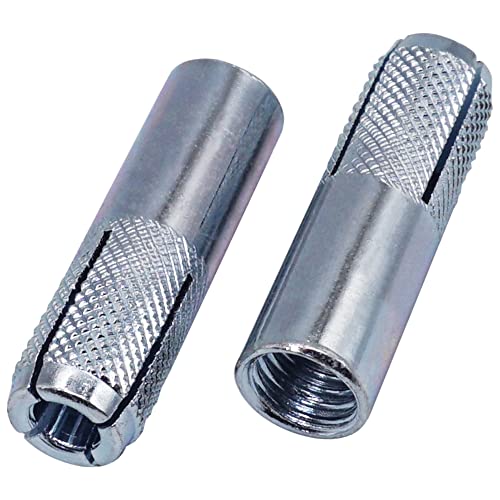 SKIR'CO (6 pcs) Knurled Drop in Anchors M10 x 40 mm, Expansion Bolt Sleeve, Wall Dowels, Concrete Anchor, Silver