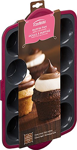 Trudeau Structure Pro Silicone Muffin Pan, 12 Cup, Grey/Pink