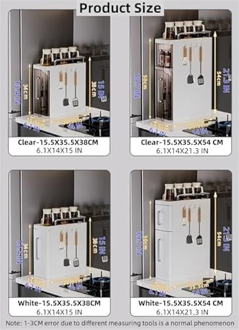 Home Furnishing Spice Rack Organizer for Cabinet Kitchen Countertop Organizer Moveable Corner Shelf for Kitchen Standing Large Seasoning Storage Shelves Cup Lid Holder Countertop Shelf(White,15.5X35.5