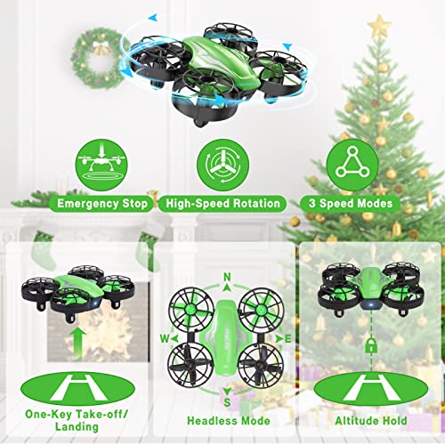 Mini Drone For Kids And Beginners, Remote Control Helicopter Quadcopter With 3 Modular Batteries, Headless Mode, Auto Hovering, 3 Speed Modes, Indoor Rc Pocket Plane Gift For Boys And Girls, Green #TOP4