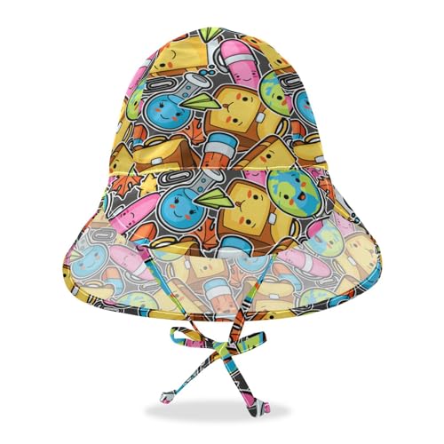 Cute Funny Stationery Unisex Baby Sun Hat Toddler Boy Beach Bucket Hat Toddler Girl Sun Protection Neck Flap Beach Essentials, Cute Funny Stationery, 2-4T