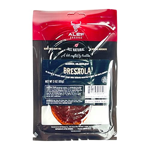 Uncured Bresaola Seasoned Air Dry Beef (3 Packages / 3 Oz. Each) Nitrate Free, Nitrite Free, Msg Free, Dairy Free, Gluten Free #TOP3
