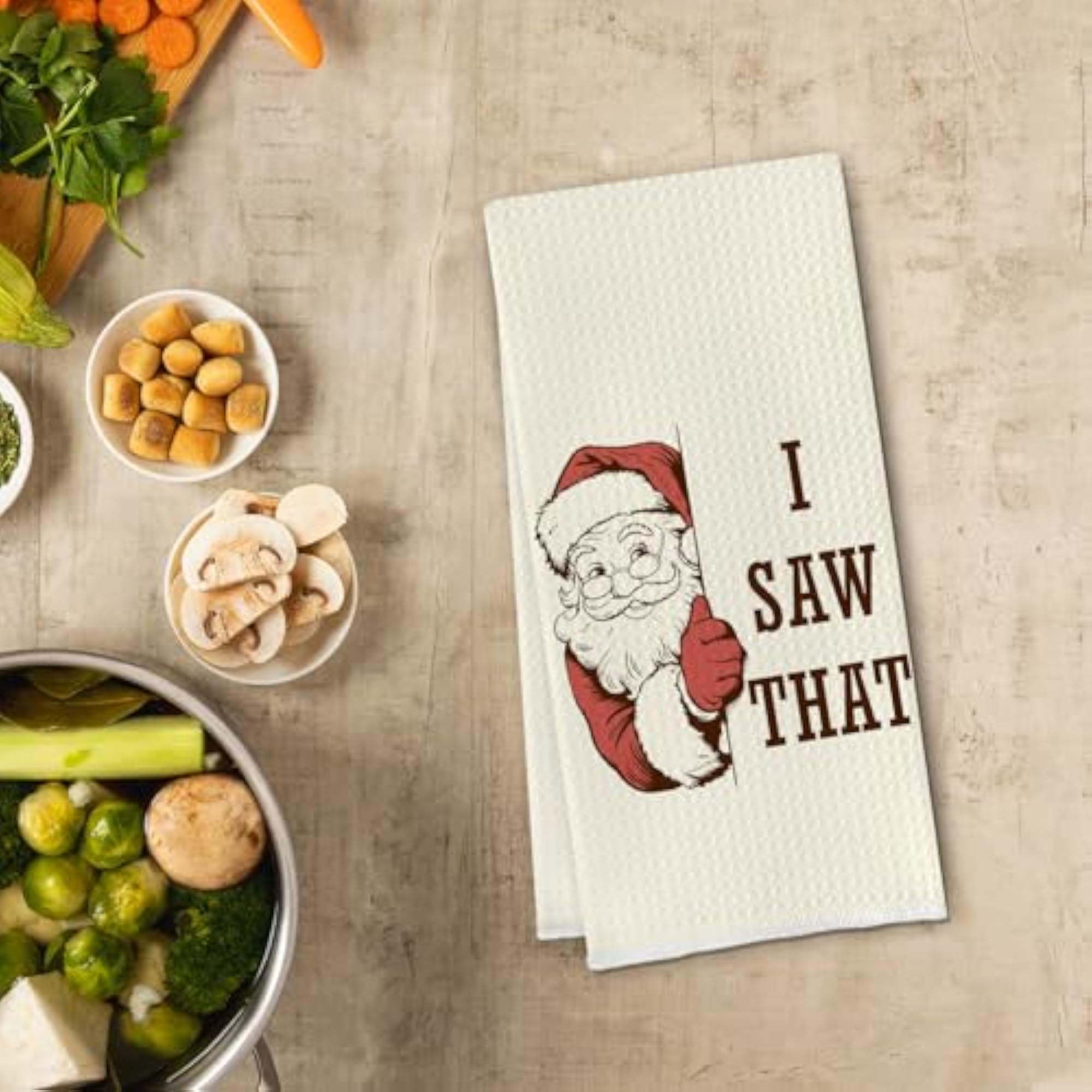 Funny Christmas Santa Kitchen Towels, Vintage Design