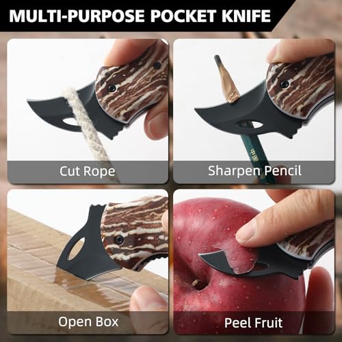 Image of Small Pocket Knife for Women Men,Cool Folding Knife Box Cutter,Folding Utility Knife with 1.38''Sharp Blade,Mini EDC Knives for Everyday Carry,Ideal Gifts for Men and Women(Wood Grain)