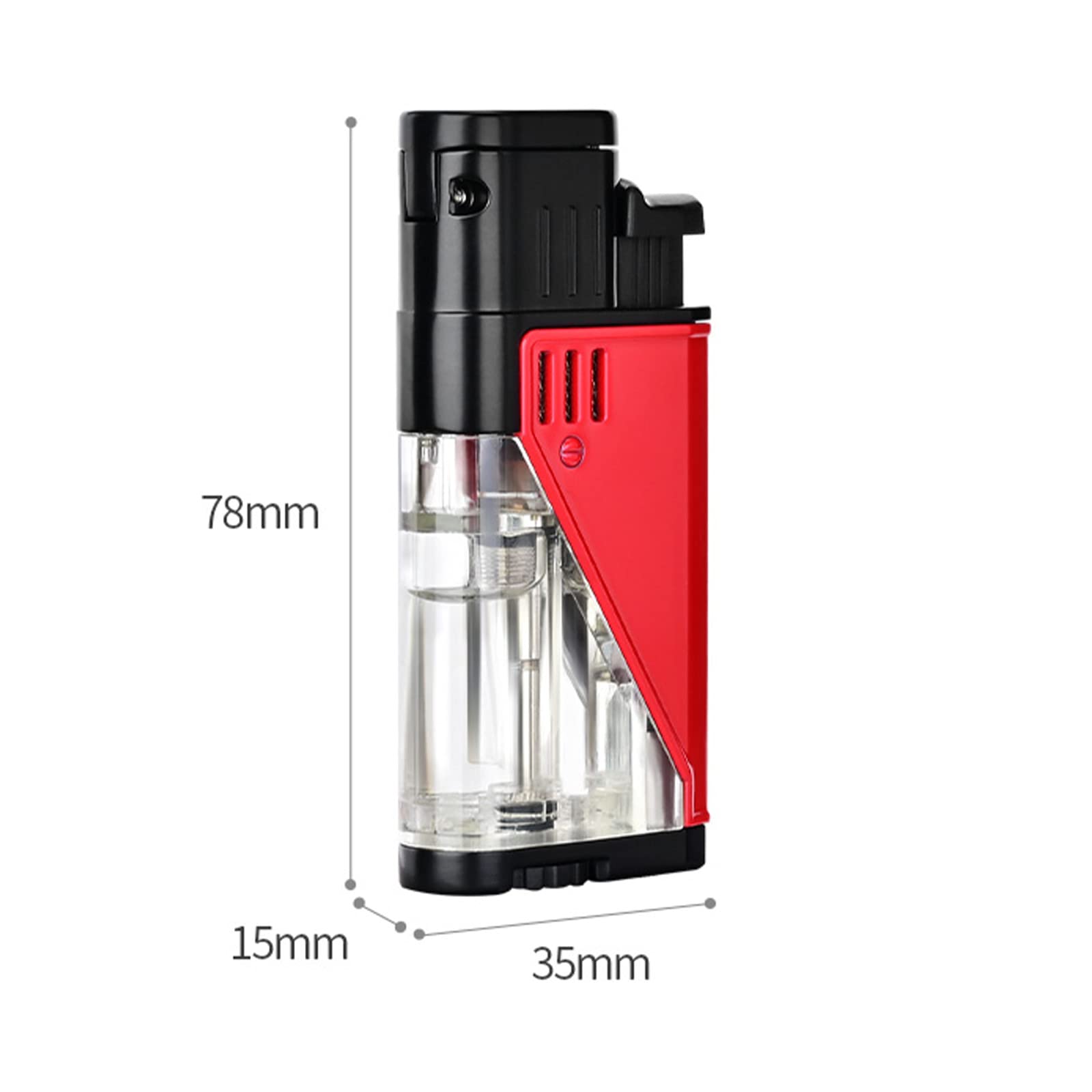 Encendedores de Antorcha, Encendedor de Llama Azul Azabache Doble, Encendedor Ajustable Recargable con Tanque de Gas Visible, Accesorios para Fumar, Aparatos para Hombres,Black