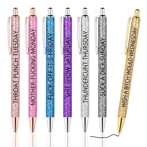 AUAUY Funny Pens, 7PCS Funny Seven Days of The Week Pens