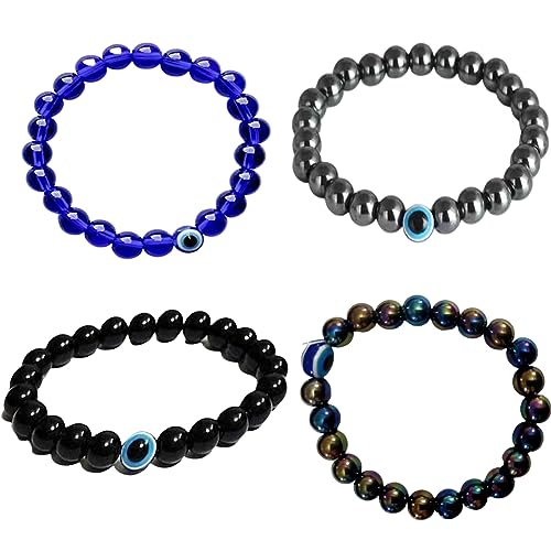 Image of Honbon Fancy Designer Beads Evil Eye Charms Bracelet,Handmade Unisex Nazar Bracelets,Friendship Band for All -Girls, Boys, Men & Women