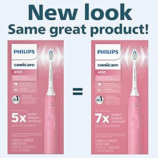 Philips Sonicare 4100 Rechargeable Electric Toothbrush, with Pressure Sensor, 2 Intensity Settings, SmarTimer and QuadPacer, 14-Day Battery Life, Deep Pink, Model HX3681/26