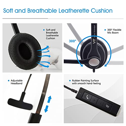 Image of VT Mono Wired-Headset with Noise-Cancelling Microphone - USB-3.5MM Connectivtity Work with UC Platforms Such as MS Teams,Zoom,Genesys,GoogleMeet,Bria,etc.