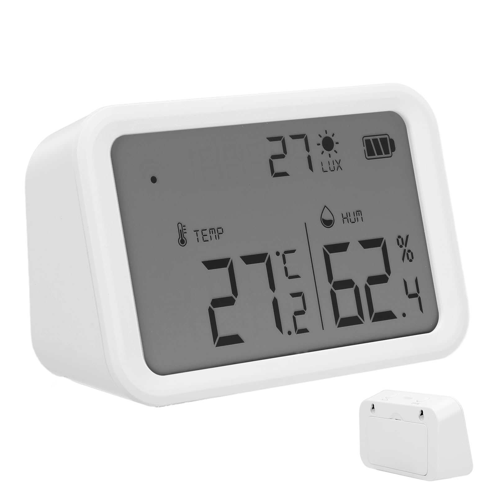 Sensor climático Inteligente, Sensor Inteligente con Pantalla LCD para Tuya Zigbee Temperatura Humedad Luz 3 en 1 Dispositivo de grabación
