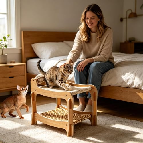 Litera para gatos que ahorra espacio con hamaca de tela lavable 3