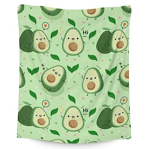 Blanket for Girls - 40"x50" Cute Avocado Throw Gifts - Green Soft Fuzzy Blankets for Bed, Couch & Living Room