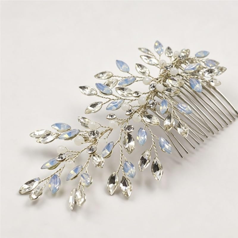 Bridal Hair Ornament Opal Rhinestone Comb image 5