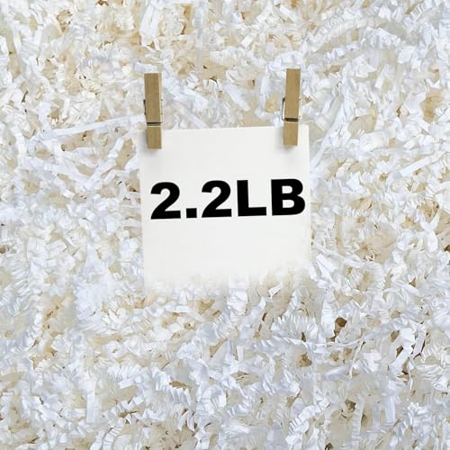 RISHACA 2.2 lb White Crinkle Cut Shredded Paper | Crinkle Paper Filler & Gift Basket Filler for Holiday Boxes Bridesmaid Gifts Halloween Stuffers & More