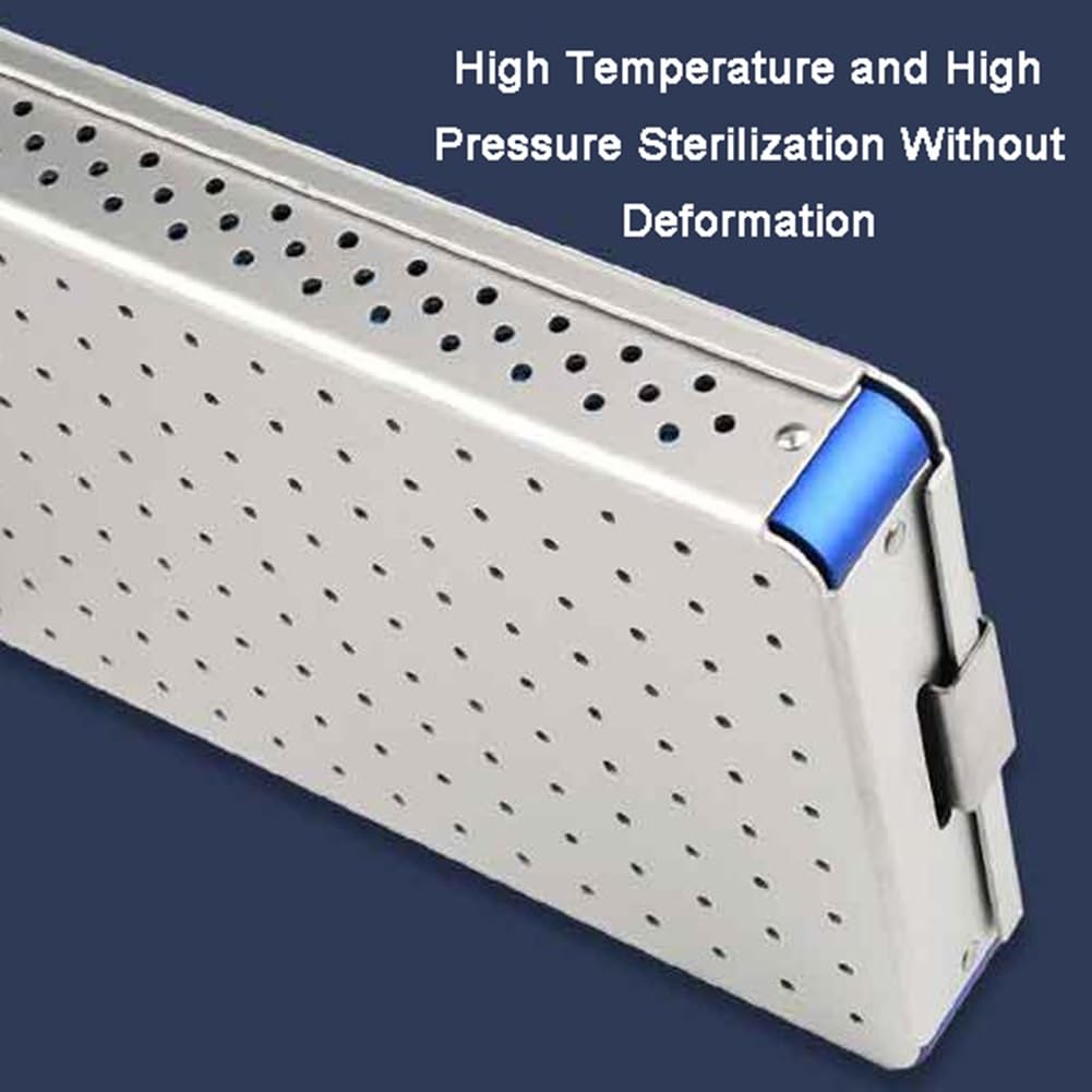 Caja de desinfección de Instrumentos quirúrgicos médicos de Aluminio para Instrumentos quirúrgicos dentales y oculares con tapete de Silicona de 25,5 x 15,5 x 3,5 cm