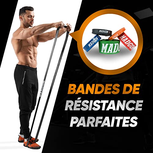 Elastiques musculation MADGON : set de bandes fitness durables avec guide - 6