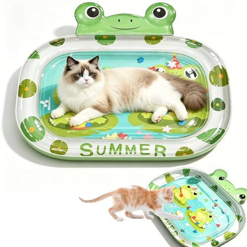 Verdickung Wassermatte Katzen Kratzfest Sensorische Wassermatte Katze Wassermatte für Katzen Kühlmatte Katze mit Eine Fahrradpumpe Haustiere Kühl Halten Interaktives Spielzeug Für Kleine Hunde