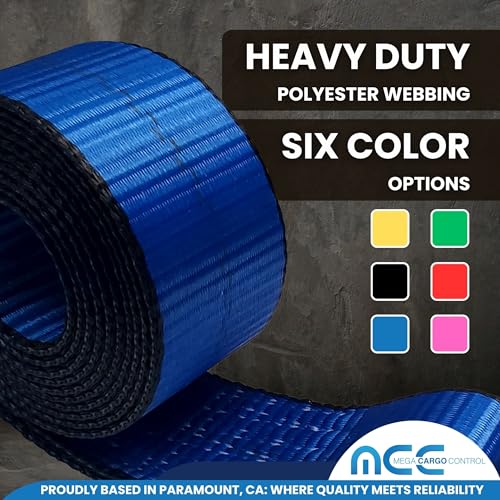 Image of 1Pcs 2 inch x 10' Recovery Winch Strap w /TJ Cluster Hooks | Towing Truck Wrecker Tie Down | Blue Lasso Tow Straps