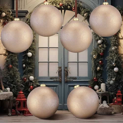Motionchic 6 Pcs 6 Inch Large Neutral Christmas Balls Ornaments