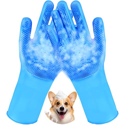 Metopets Dog Washing Gloves with Rubber Bristle Scrubber, Gentle Dog Bath Gloves Cat Shampoo Brush Supplies, Massaging, Bathing and Grooming Mitts for Pets – 1 Pair Metopets Dog Washing Gloves with Rubber Bristle Scrubber, Gentle Dog Bath Gloves Cat Shampoo Brush Supplies, Massaging, Bathing and Grooming Mitts for Pets – 1 Pair