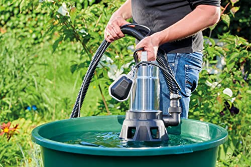 Pontec 87065 PondoDrain Mud 19000 - grausilberne Entwässerungspumpe für Baustellen, Teiche oder Keller / Korngröße: 25 mm / 750 W-Leistung / 230 V