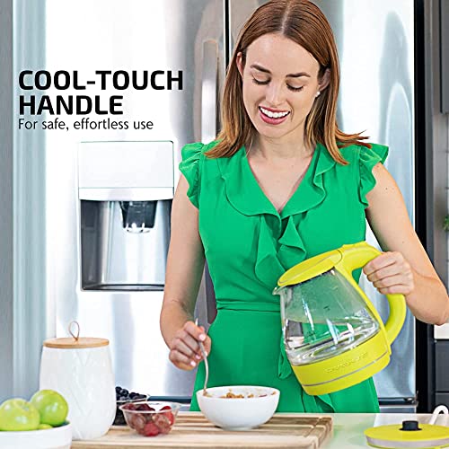Image of OVENTE Electric Kettle, 1.5L Borosilicate Glass Countertop Water Heater and Boiler for Coffee or Tea, BPA-Free, Auto Shut-Off, Boil-Dry Protection, Removable and Washable Spout Filter, Green KG83G