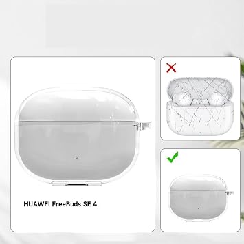 Rongep Huawei FreeBuds SE 4 için Şeffaf Kulaklık Kılıfı 360° Kasa Koruyucu TPU Kılıf Darbeye Çizilmeye ve Sararmaya Karşı Dirençli Freebuds se 4 Kılıfı Taşıma Askılı Freebuds SE4 Koruma (Şeffaf)