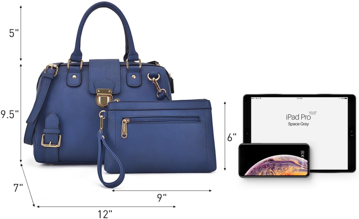 Dasein Women Barrel Handbags Fashion Satchel Bags Top Handle Shoulder Purses Vegan Leather Work Tote - Image 5