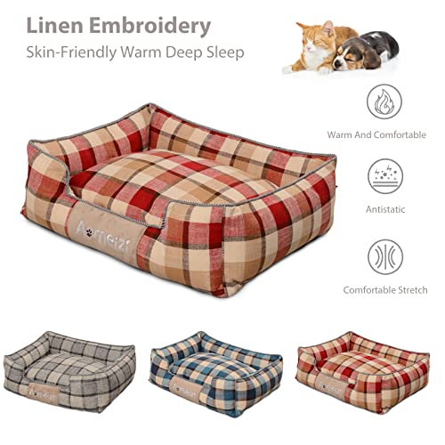 PETCUTE Dog Bed for Small Dogs and Cats,Durable Anti-Wrinkle,Washable Dog Sofa Bed,Rectangle Puppy Bed,Orthopedic Pet Bed with Non-Slip Bottom,Dog Bed with Removable Machine Washable Cover - Image 2